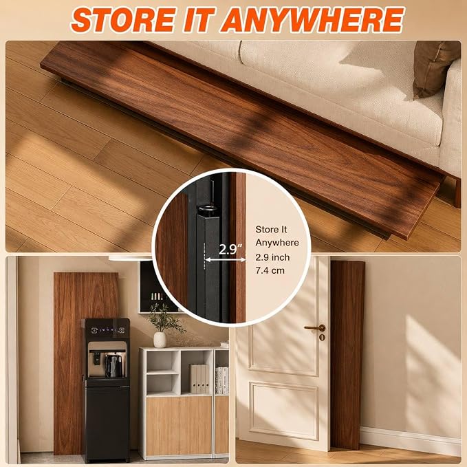 Folding Table Computer Desk - 55.1" No Assembly Folding Desk Design and Foldable Office Desk, Small Desk for Bedroom, Compact Storage Portable Use for Dorm and RV Small Space, Dark Walnut