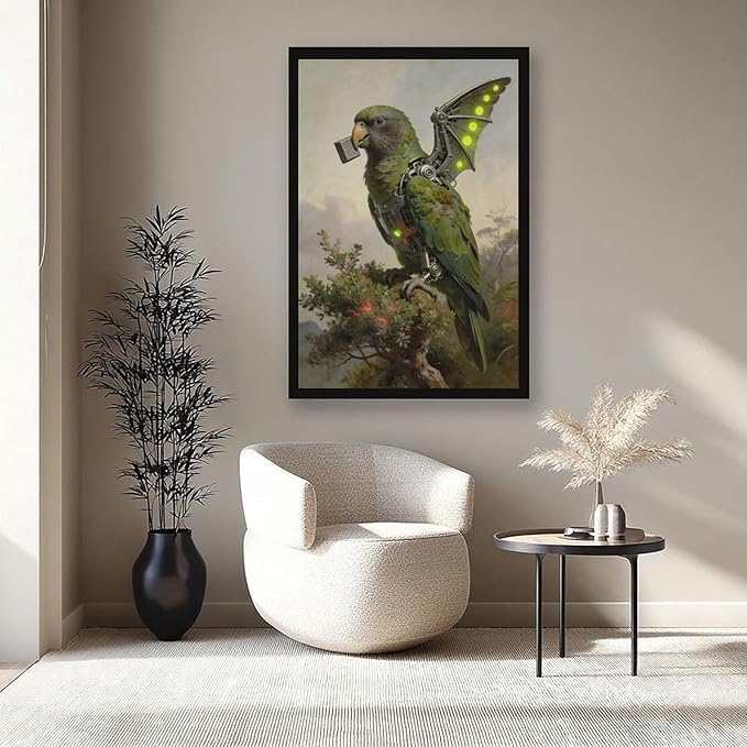 Framed Mechanical Fantasy Wall Art for Modern Living Room Industrial Sci Fi Decor Statement Piece 16x24in