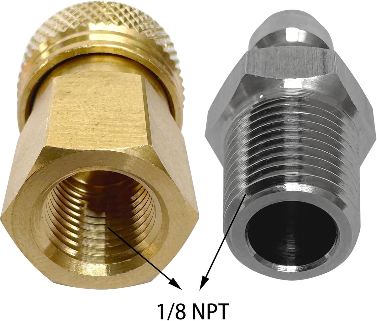 Skiennix Quick-Disconnect Set | 1/8 NPT Female Connector & 8mm Male Plug - Durable Copper & Stainless Steel