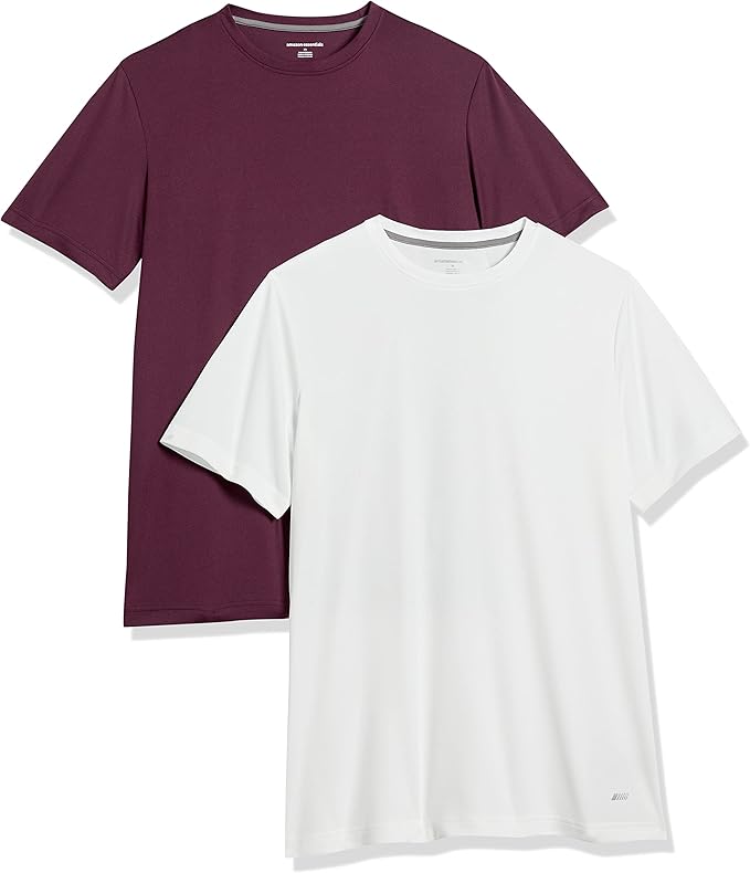 Amazon Essentials Men's Moisture Wicking Breathable Active Performance Tech Gym T-Shirts, Pack of 2