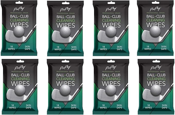 ProPlay Ball & Club Cleaning Wipes | Powerful Cleaner Removes Dirt, Grass, and Sand | Convenient, Resealable Pack - Unscented 8 Pack