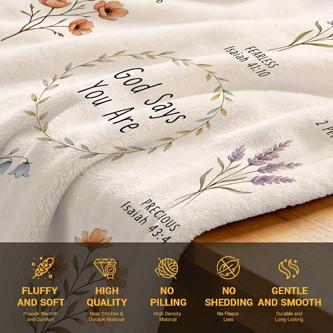 COMFAR Christian Gifts for Women Faith, Inspirational/Religious/Spiritual/Baptism Gifts for Adults/Girl, Soft Throw Blankets for Women/Men, First Holy Communion Gifts for Girls 40"x 50"