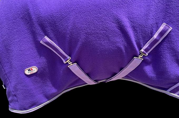 Majestic Ally Anti Pill Fleece Horse Blanket/Sheet with Silver Braided Rope (Purple, 70)