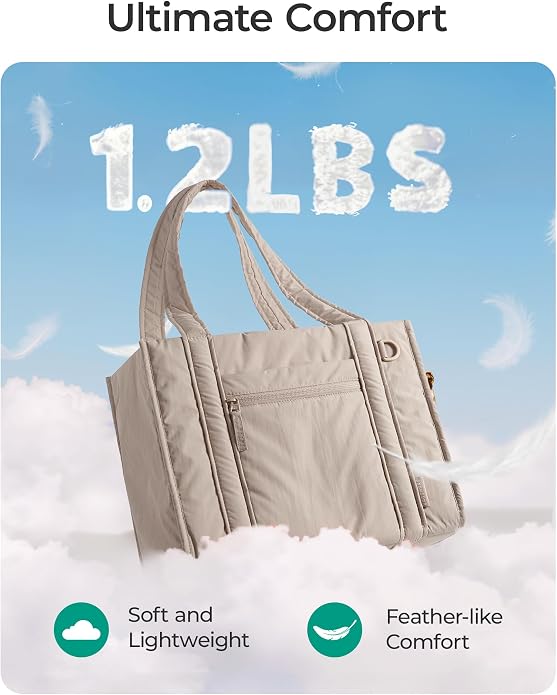 BAGSMART Boxy Tote Bag for Women, Crossbody Work Bag with Zipper | 3 Sizes Small Mini Tote Bag, Inner Tumbler Pocket Crush Bow Should Bag for Travel Work College