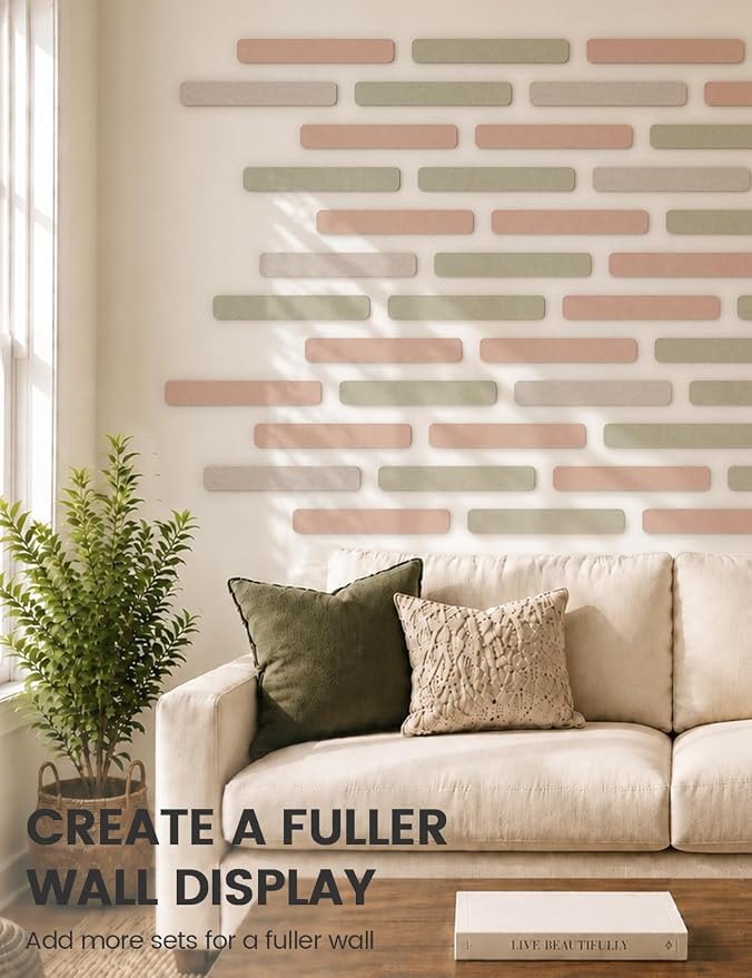 Fluxynara 13" x 2" Felt Wall Panels, Pink | 5-Pack Cork Board Alternative with 35 Push Pins, Adhesive Mounting for Bedroom Door or Home Office