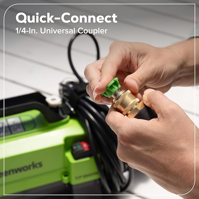 Greenworks 1700 PSI and 1.2 GPM Pressure Washer - Ultra Compact & Lightweight, Ideal for Cleaning patios, Decks, Sidewalks, Outdoor Furniture, Bikes, Cars, and Small Driveway Areas.