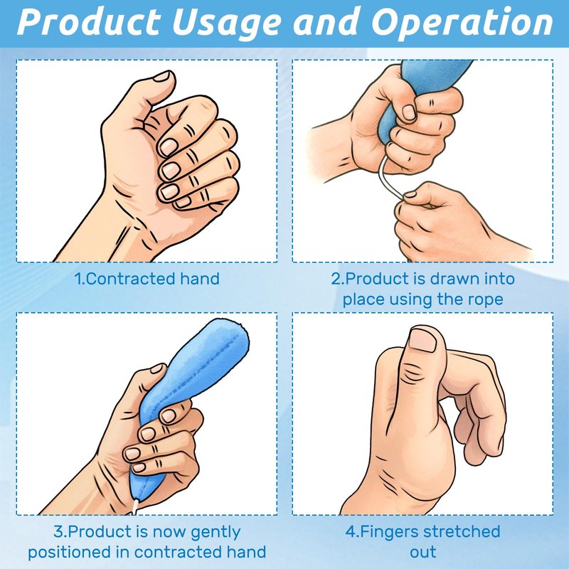 Soulchen 4 Pcs Palm Protector for Hand Carrot Shape Contracture Cushion with Wands, Support Finger Open Prevent Hand Contracture for Parkinson Dementia Arthritis