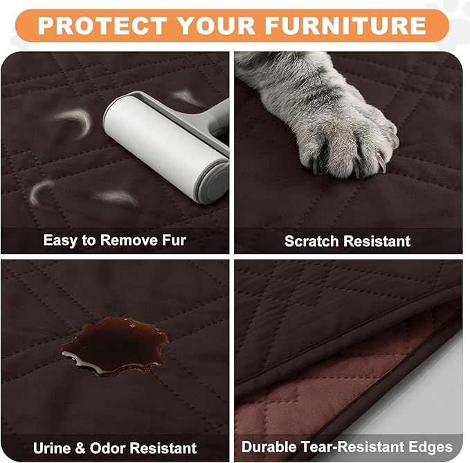 100% Waterproof Dog Couch Protector, Triple-Layer Waterproof Dog Bed Cover Pet Blanket Reversible 2-Tone Sofa Shield, Non-Slip Furniture Guard for Pets(68×82 Inch, Chocolate+Coffee)