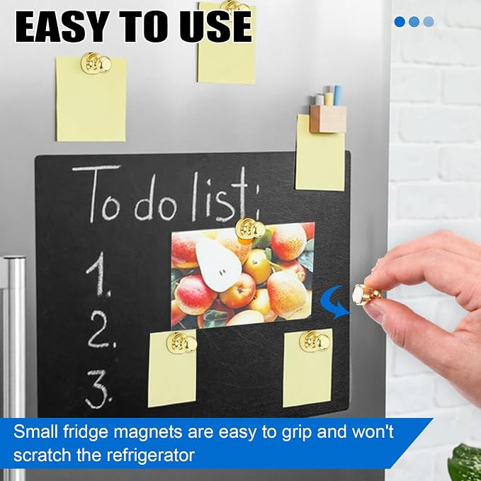 LOVIMAG Fridge Magnets 40Pcs, Magnet for Refrigerator Whiteboard, Gold | Small Strong Neodymium Metal Cute Push Pin for Classroom, Kitchen, Accessories Decorative, Office, Calendar