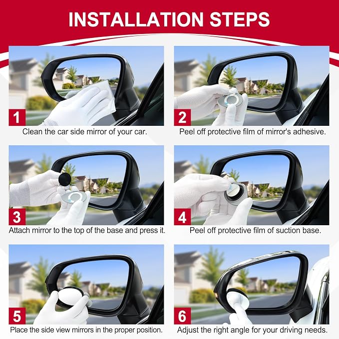 LivTee Blind Spot Mirror, Oval HD Glass Frameless Convex Rear View Mirror with wide angle Adjustable Stick for Cars SUV and Trucks, Pack of 2