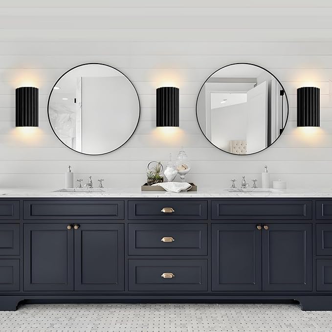ZEROUNO Black Resin Modern LED Wall sconces Hardwired Indoor Wall Lights Up and Down Wall Mount Wall Lamp Fixture for Living Room Bedroom Hallway Corridor Conservatory Stairs (with E12 Bulbs)