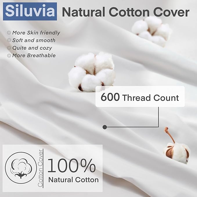 Siluvia 28x28 Down Alternative Pillow Insert 2 Pack, 100% Cotton Cover | 100% Premium Polyester Fill, Fluffy & Soft with Comfy Support - White Decorative Cushion Inserts for Couch, Sofa & Bed