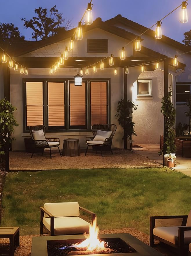 Svater Outdoor String Lights 25 FT, Patio Lights with 13 pcs Shatterproof Dimmable Vintage Edison ST38 Bulbs, Weatherproof Warm White Light for Patio, Backyard, Garden, Bistro