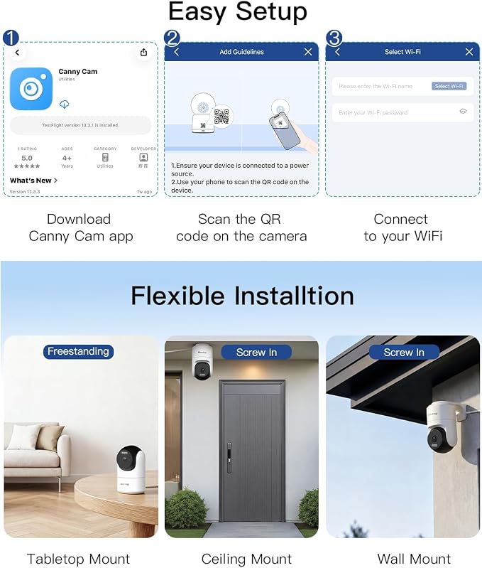 VIMTAG 2.5K 4MP Outdoor Security Camera, Pan/Tilt WiFi Home CCTV Camera, 360° View & Motion Tracking, Color Night Vision, 2-Way Audio, AI Detection Alarm, IP66, Cloud & SD Card Storage, Works w/Alexa