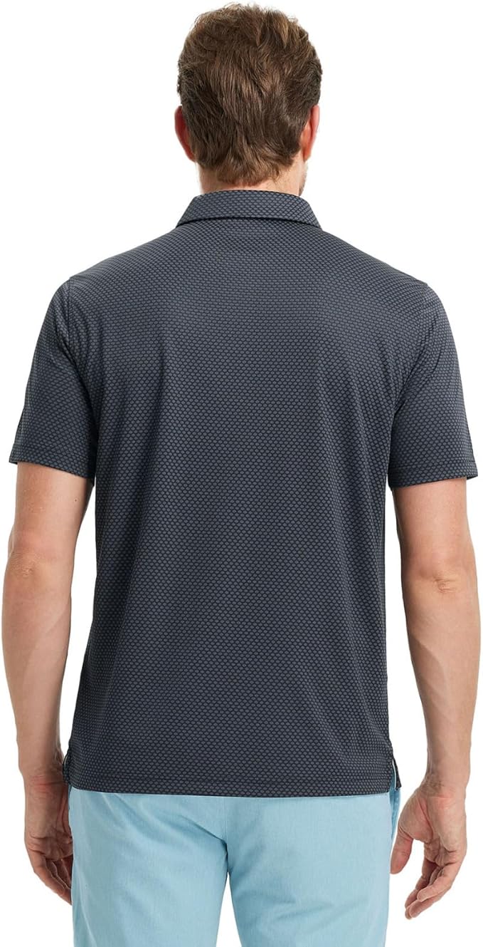 M MAELREG Golf Shirts for Men Moisture Wicking Jacquard Breathable Performance Dry Fit Collared Mens Polo Shirts Short Sleeve