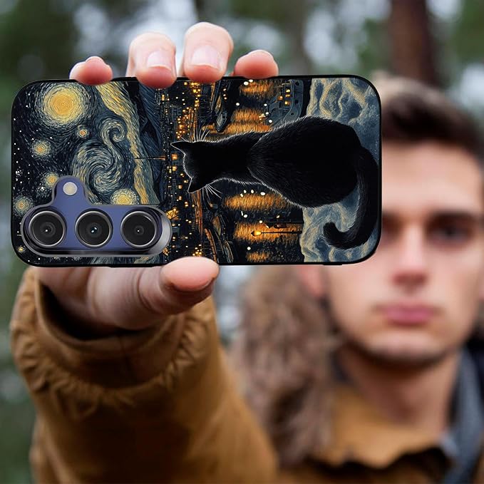 Designed for Galaxy A16 5G Phone Case,Slim Silicone Shockproof Protective Case for Galaxy A16 5G 6.7 inch,Eiffel Tower with Cat Scene