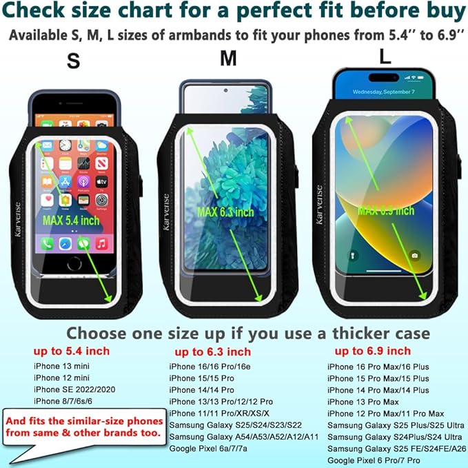 Phone Holder for Running-Karvense Phone Arm Bands w/Earphone Bag for Running&Gym& &Workout&Jogging, Cell Phone Armband for iPhone 17 Pro Max/16 Pro Max/15 Pro Max, Samsung Galaxy S Ultra/Plus- 6.9������