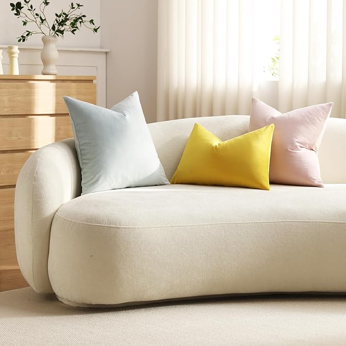 Throw Pillow Covers 16x16 Light-Blue: Pack of 2 Cozy Soft Velvet Square Modern Luxury Decorative Throw Pillow Cases for Sofa Couch Living Room Bed Home Decor