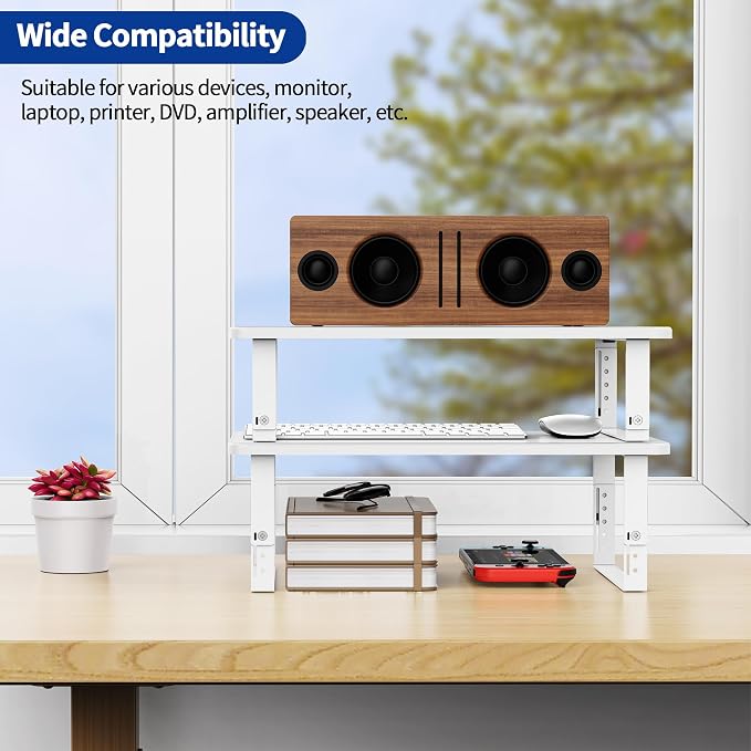 BESIGN MS01 Monitor Stand Riser, Height Adjustable Laptop Stand, Computer Monitor Stand for Monitor, Computer,Laptop,Printer (White)