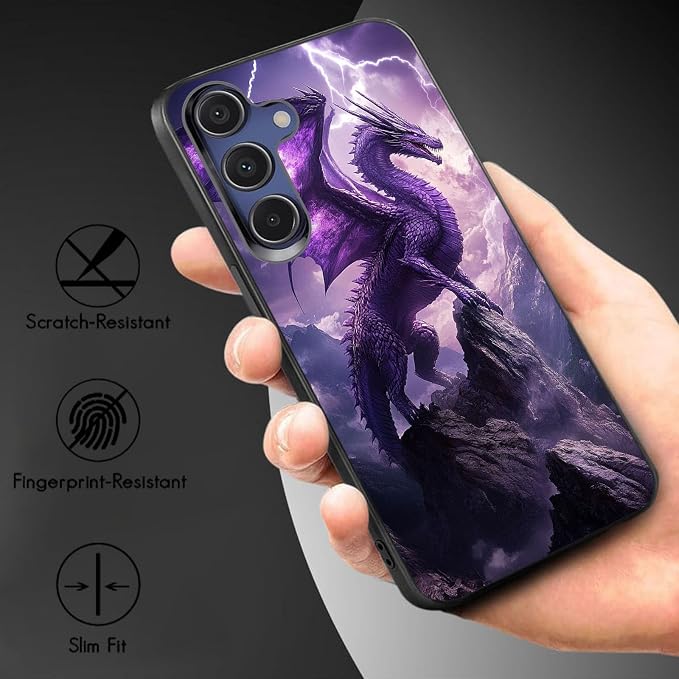 Designed for Galaxy S25 FE Phone Case,Slim Silicone Shockproof Protective Case for Galaxy S25 FE 6.7 inch,Purple Dragon