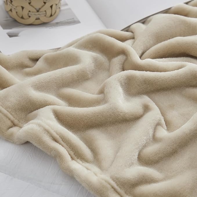 Hansleep King Taupe Fleece Blanket, Soft Flannel Bed Blanket | Fuzzy Cozy Blanket 90x108 Inches, Multi-use for Bed, Sofa, Couch, Travel, Camping, All Season Warm Lightweight Cover