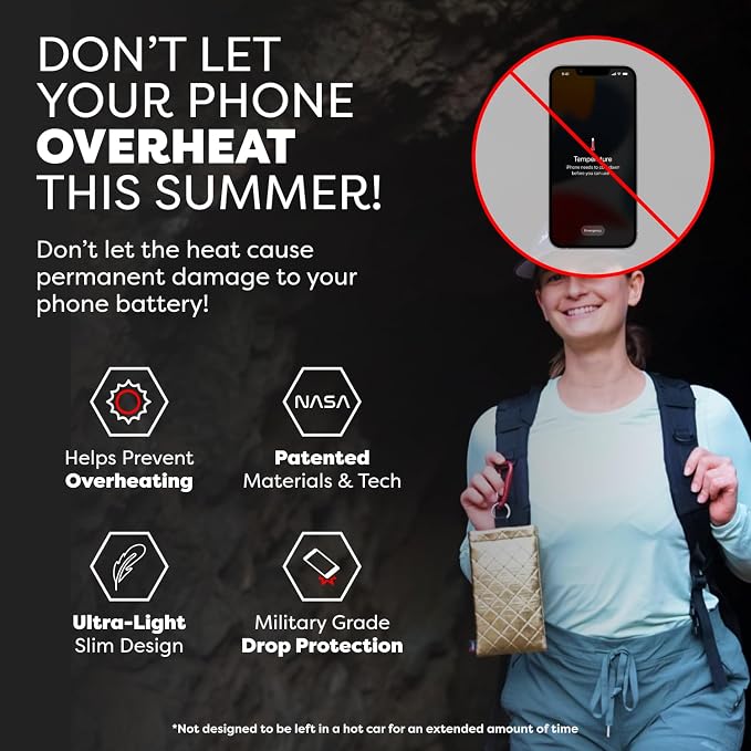 PHOOZY Apollo II Thermal Phone Case with NASA-Derived Technology - Extends Battery Life 4X in Hot or Cold Weather - Military Grade 8-Foot Drop Protection Insulated Pouch - Large Gold