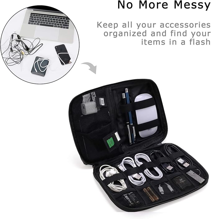 BAGSMART Travel Electronics Organizer, Phone SD Card, Men Women, Black | Travel Cord Organizer, For Travel Essentials, Cable Organizer for Phone & SD Card, For Men & Women