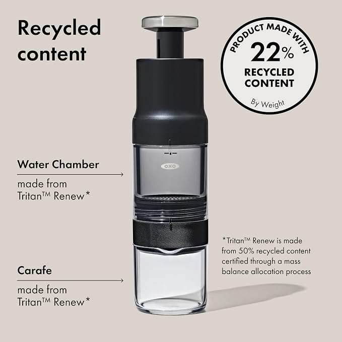 OXO Brew Portable Rapid Coffee Brewer | Reusable Filter, Small, Quick Brew in 5 Minutes or Less, Easy-Clean Carafe, Hot or Cold