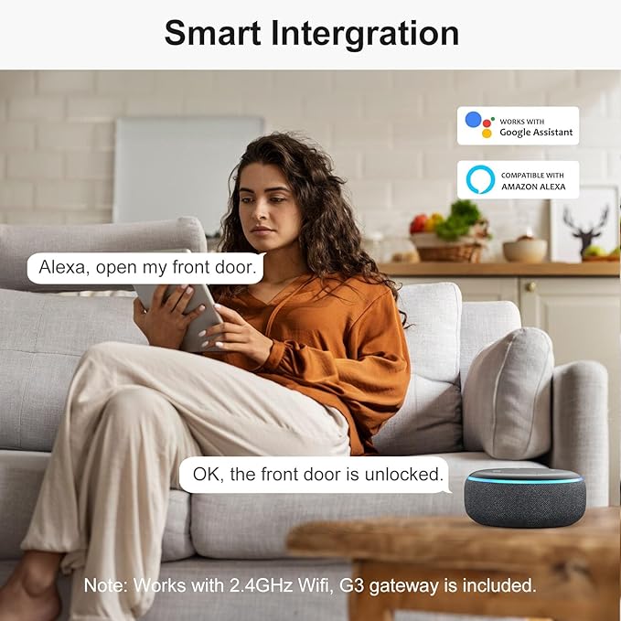 Smart WiFi Lock for Front Door: SMONET Fingerprint Keypad Lock with Handle - Keyless Entry Door Lock Compatible with Alexa Easy Installation