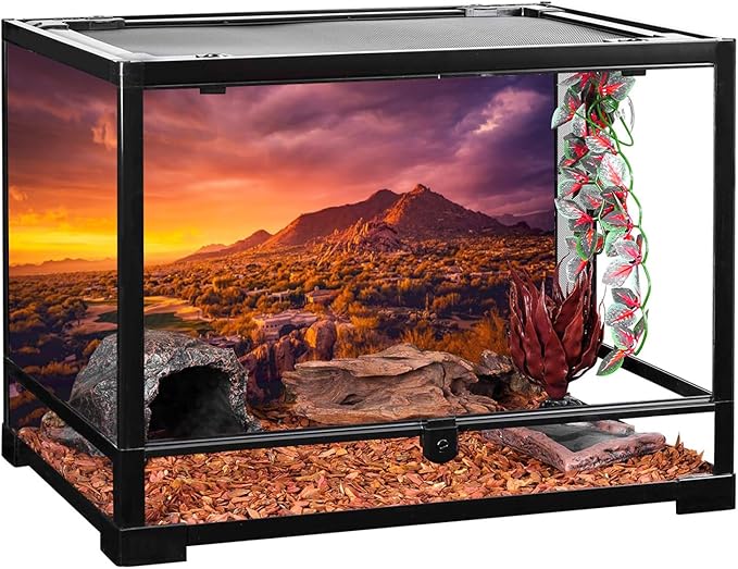 AWERT 48x24 inches Sun and Desert Terrarium Background Mountain Oasis Gobi Reptile Habitat Background Vinyl