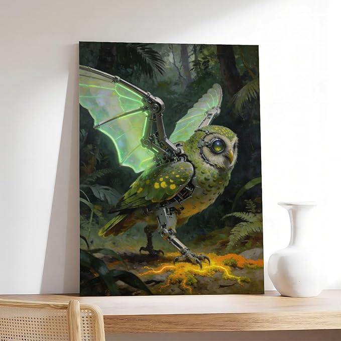 Framed Cyber Fantasy Wall Art for Living Room And Home Office Modern Sci Fi Nature Inspired Decor 20x30inch(50x75cm)