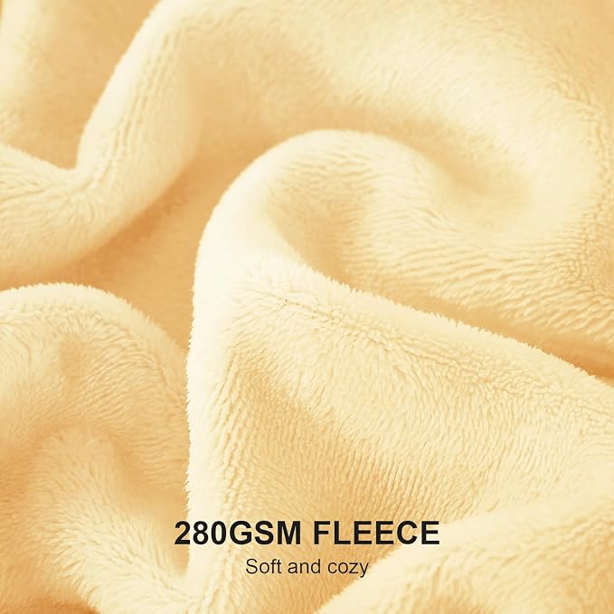Hansleep Queen Bright Yellow Fleece Blanket, Soft Flannel Bed Blanket | Fuzzy Cozy Blanket 90x90 Inches, Multi-use for Bed, Sofa, Couch, Travel, Camping, All Season Warm Lightweight Cover