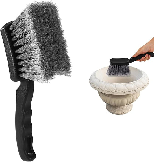 Bird Bath Brush, Black Animal Bath Cleaner with PVC Bristles and Ergonomic Plastic Handle Easy to Use Birdbath Accessories for Bird Feeder Outdoor Cleaning