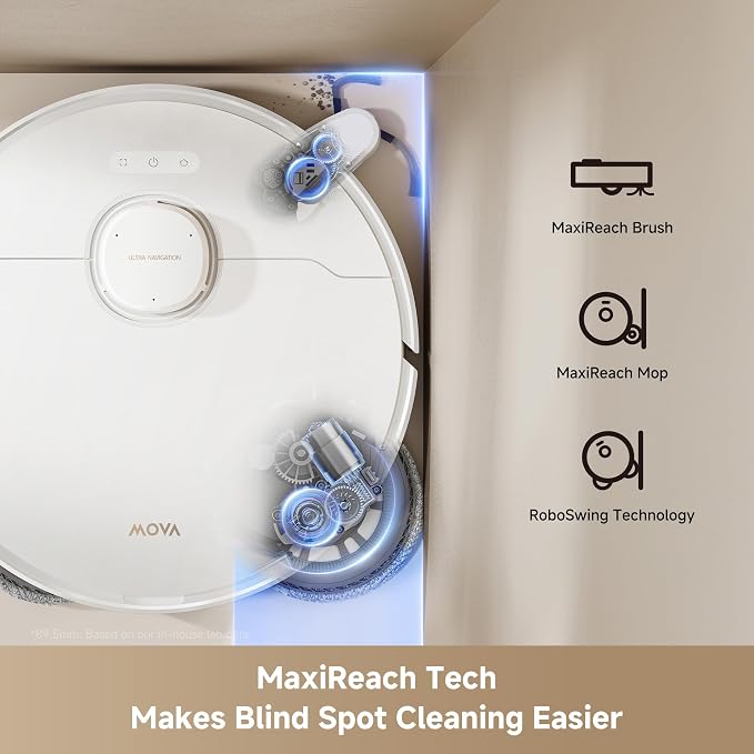Mova P10 Pro Ultra Gen 2 Robot Vacuum and Mop, 26,000Pa Suaction, 212°F Hot Water Auto Mop Washing, 1-Hour Hot Air Drying, Extenable Mop, All-in-One Dock, Triple Anti-Tangle System for Home