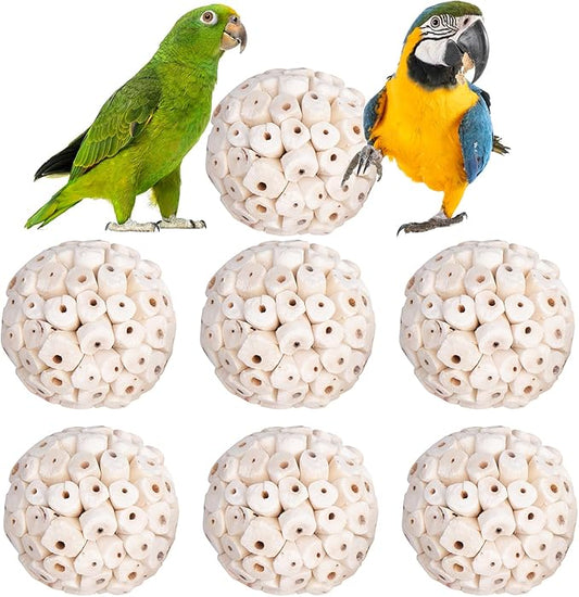 6 Pieces Bird Parrot Chew Toy Sola Balls, Natural Parrot Soft Chew Shredding & Foraging Toy, Bird Foot Balls for Cockatiel Conure Quaker Budgie Parakeet Bunny Guinea Pig Chinchilla Rabbit