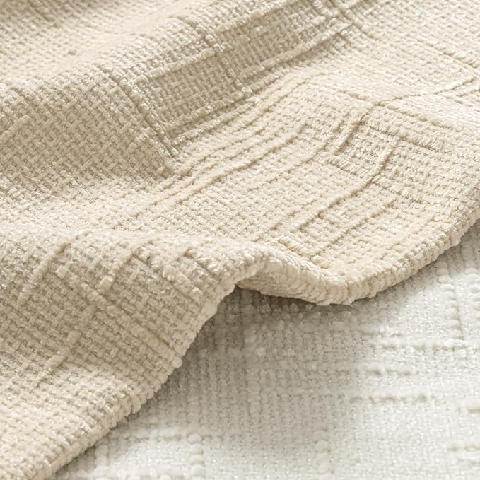 MIULEE Chenille Textured Euro Throw Pillow Covers Beige 22x22 Set of 2 | Slubby Decorative Pillows, Boho Farmhouse Home Decor, Modern Neutral Cushion Covers for Couch Sofa Bed Living Room