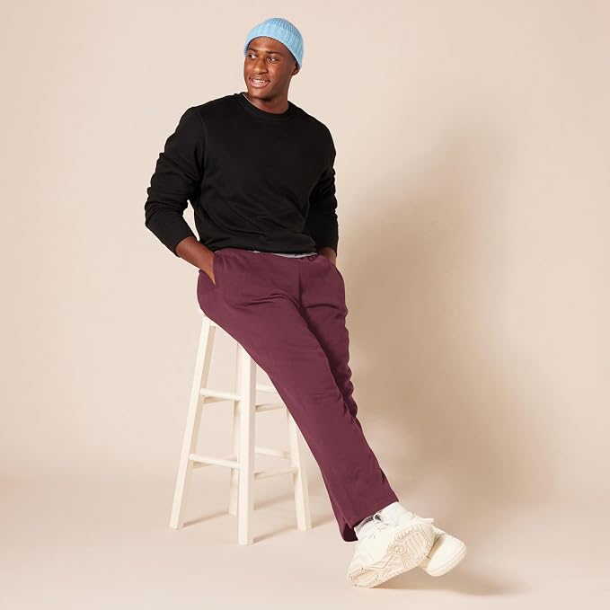 Amazon Essentials Men's Relaxed Straight Leg Fleece Open Bottom Sweatpant (Available in Big & Tall)