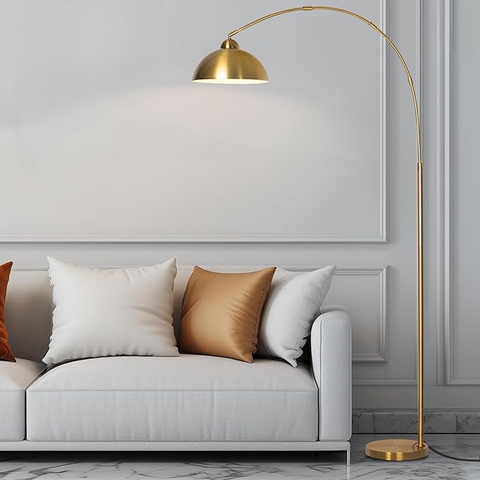 Floor Lamp with 3 Light Modes Adjustable– Modern Arc Standing Tall Lamp Dimmable Brightness, Perfect for Living Room, Bedroom, and Office, Gold