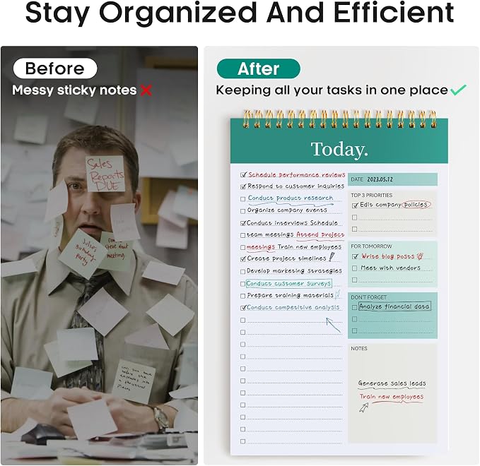 Taja To Do List Notepad, Undated Daily Planner for Work and Goal Setting | Greenery Sway, 52 Sheets, 9.8" x 6.5" , for Office, Home and school, Daily Task Planning, Notes and Everyday Organization