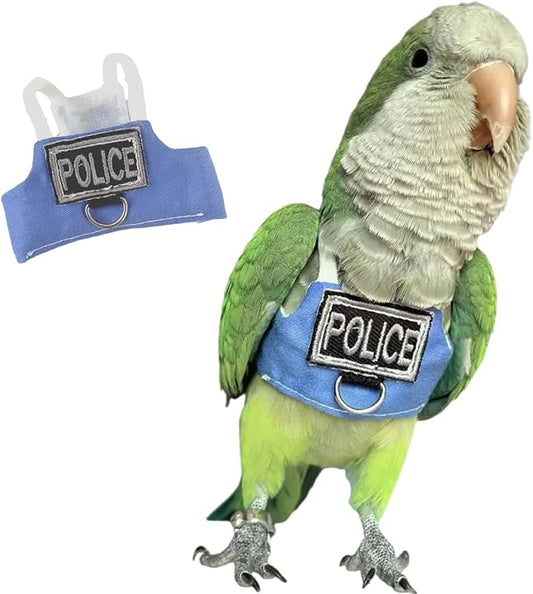 Bird Flight Harness Vest, Parrot Flight Suit with Leash, Bird Flying Clothes with Rope and Handle for Outdoor Activities (Without Leash,Green Quaker)