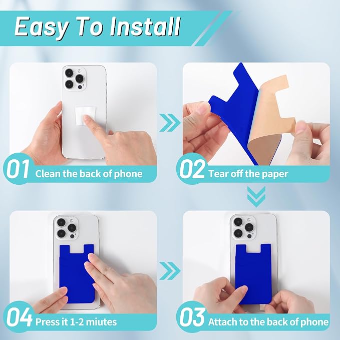 SHANSHUI Phone Card Holder, Phone Wallet Stick on Business Card Holder Pocket Compatible for iPhone 11 Pro and Most Smartphones - 5PCS