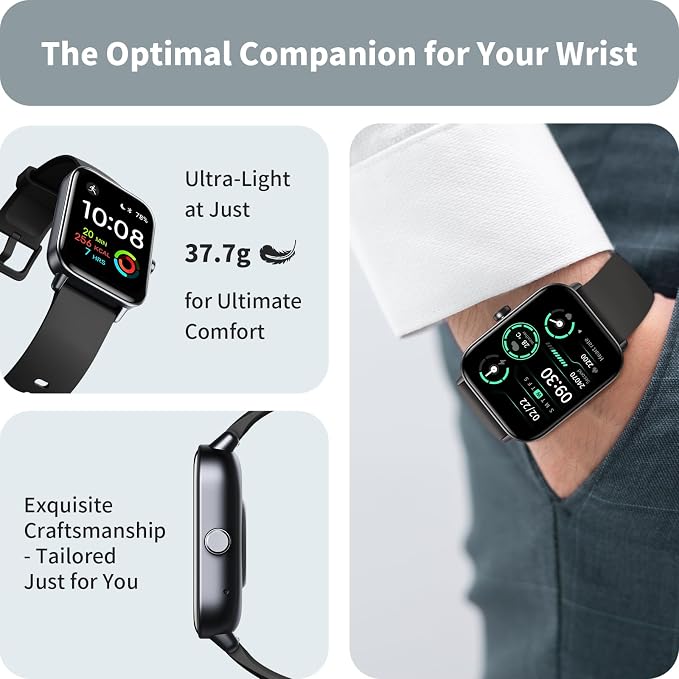 Smart Watches for Men Women, 1.8" Screen Activity Tracker, Heart Rate/Sleep/SpO2 Monitor, Make/Answer Calls, IP68 Waterproof Smartwatch for iPhone & Android, 101+ Sport Modes Fitness Reloj Inteligente