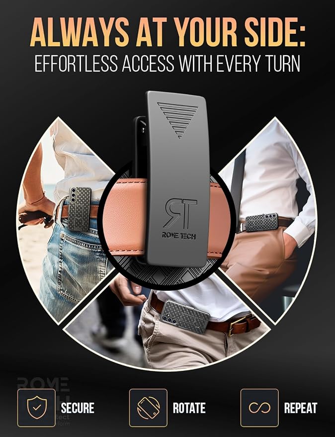 Designed for Samsung Galaxy S24 Case with Belt Clip Holster | Rugged Holster & Protective Phone Case Combo with Anti-Slip Texture - Black