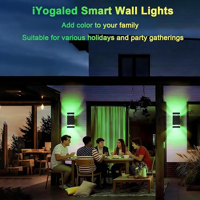 Up and Down Outdoor Wall Lights, Mi.Light Remote Control Warm White 1000lm Color Changing RGB-CCT Outdoor Wall Light IP65,Smart Light Bulb GU10 Exterior Fixture with ETL (3 Pack)