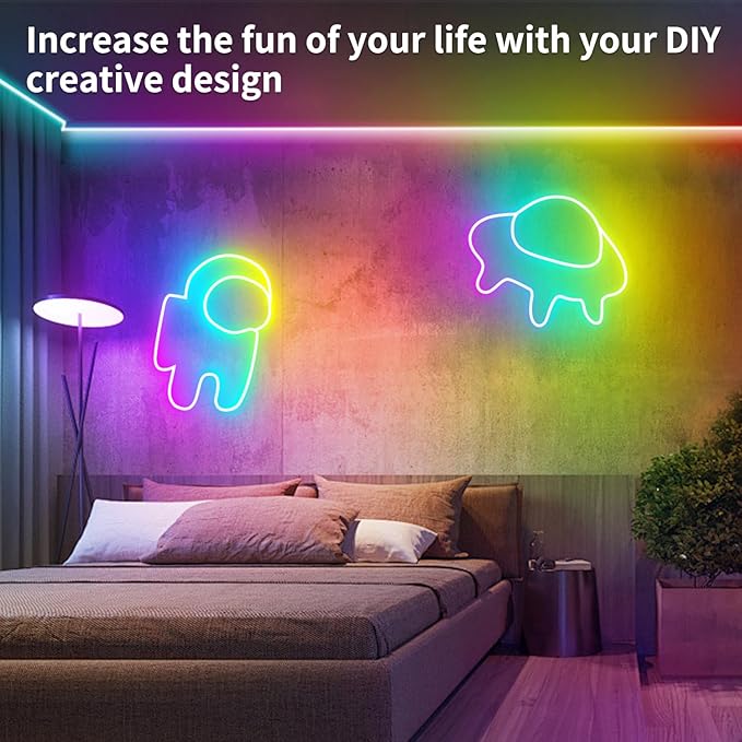 32.8FT Led Neon Rope Lights Control with App/Remote,Flexible Led Rope Lights,Multiple Modes,IP65 Outdoor RGB Neon Lights Waterproof,Music Sync Gaming Led Neon Strip Lights for Bedroom Décor