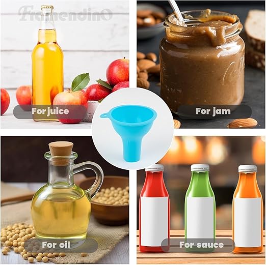 Framendino, 4 Pack Silicone Funnels Wide Mouth Funnel Kitchen Set Canning for Home Restaurant Bottles Jars
