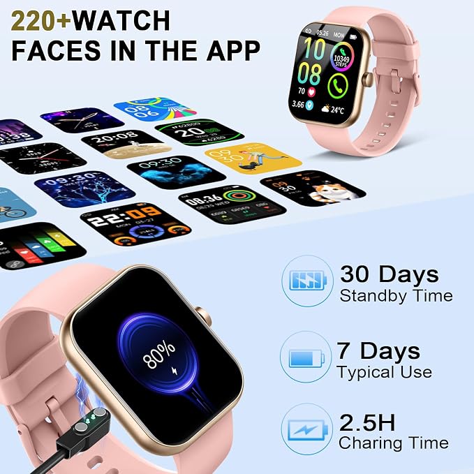 Smart Watch for Women (Answer/Make Call), 1.96"HD Smartwatch with Heart Rate/Sleep Monitor/Pedometer, 113+ Sports Modes, 2026 New Fitness Watch IP68 Waterproof, Activity Tracker for Android iOS-Pink