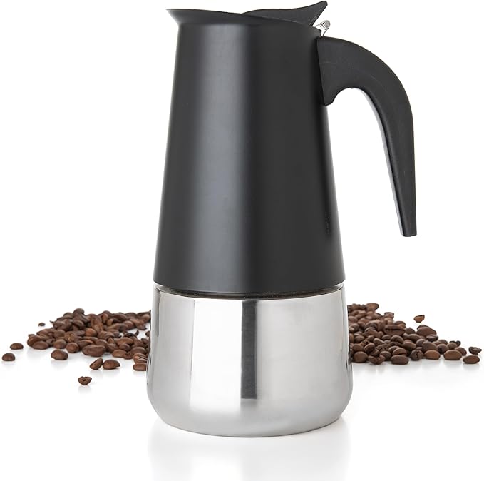 Mixpresso 9 Cup Greca Moka Pot, Stainless Steel Stovetop Espresso Maker | 450ml/15oz Italian stovetop coffee maker with classic percolator design, ideal for preparing coffee at home or while camping