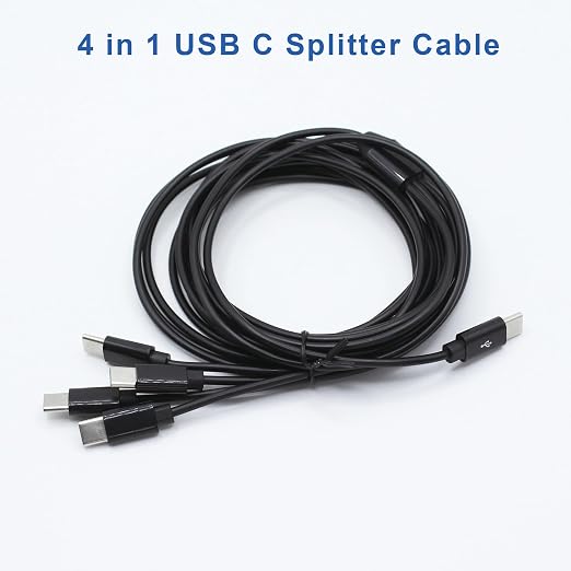 4 in 1 USB Type C Splitter Cable,USB C Male to 4 USB C Male Data Snyc and Charging Cord,USB C Multi Charging Cable for Cell Phones,Tablets and More(4.9FT/1.5M)