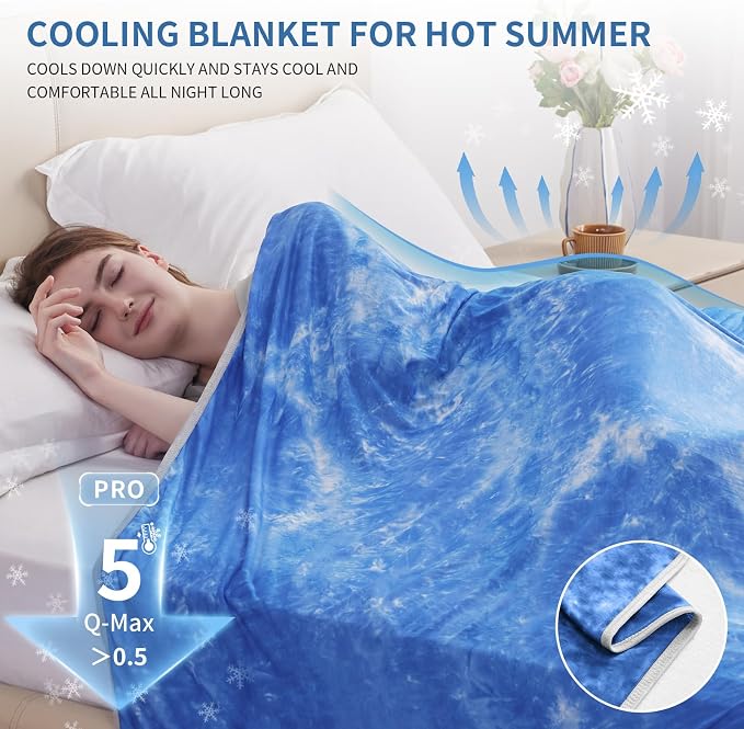 Guohaoi Cooling Blanket for Hot Sleepers and Night Sweats 90"x90" Queen | Arc-Chill Q-Max >0.5 Cool Fiber,100% Oeko-Tex Certified Lightweight Summer Blanket for Travel/Outdoor Ultra Cold Breathable